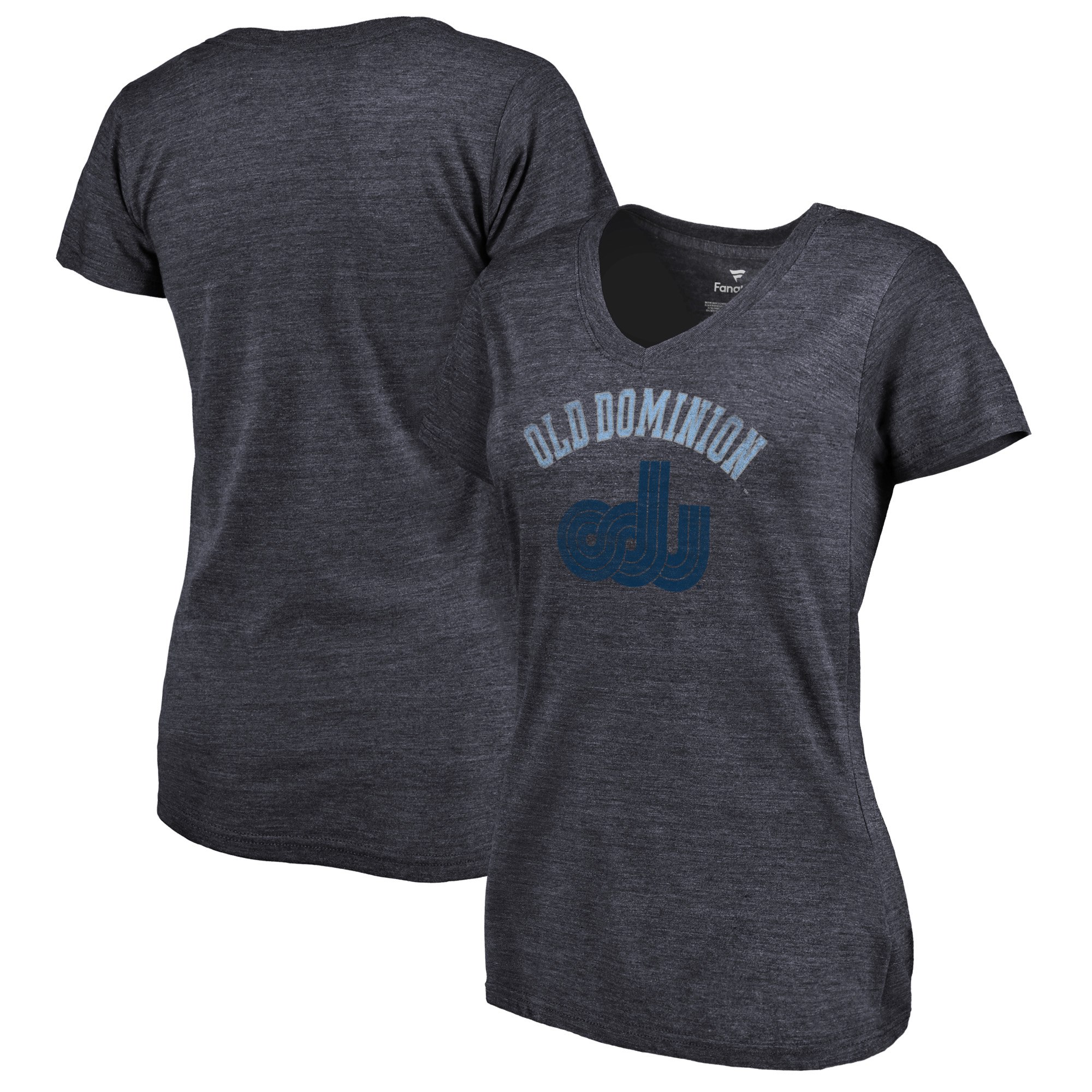 2020 NCAA Fanatics Branded Old Dominion Monarchs Women Navy Vault Arch over Logo TriBlend VNeck TShirt